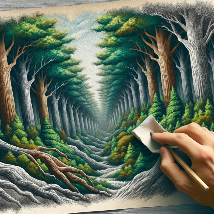 "La foresta" è un esempio della tecnica di frottage di Ernst, in cui l'artista strofina un pezzo di carta su una superficie ruvida per creare un'immagine. In questo caso, Ernst ha utilizzato la tecnica per creare l'immagine di un bosco denso e intricato, che sembra sia reale che fantastico.